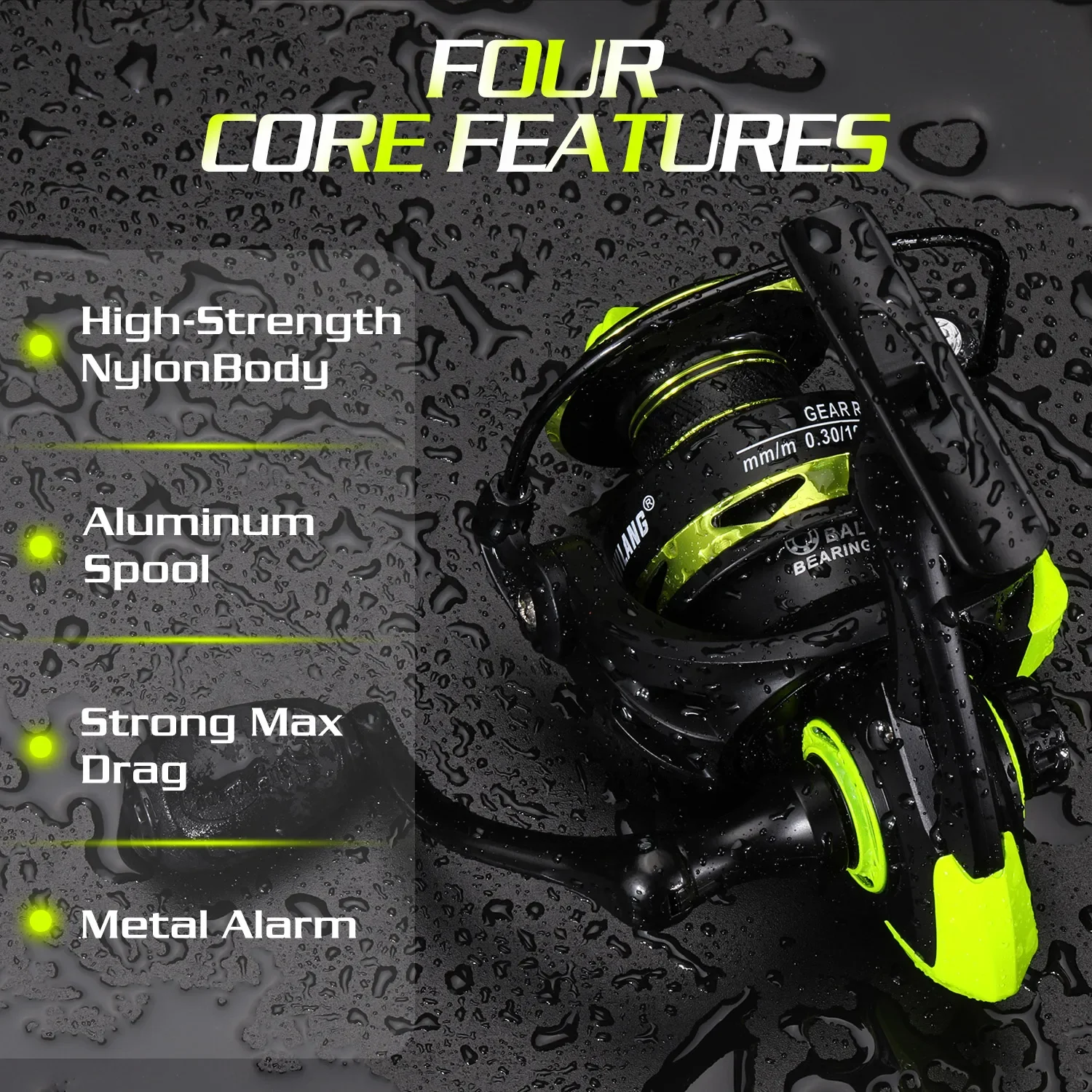 Sougayilang-carrete de pesca giratorio 5,2: 1, Ratio de engranaje, arrastre máximo de 10Kg con carrete de aluminio para Lucio, carpa Tout, pesca en agua salada - imagen 4