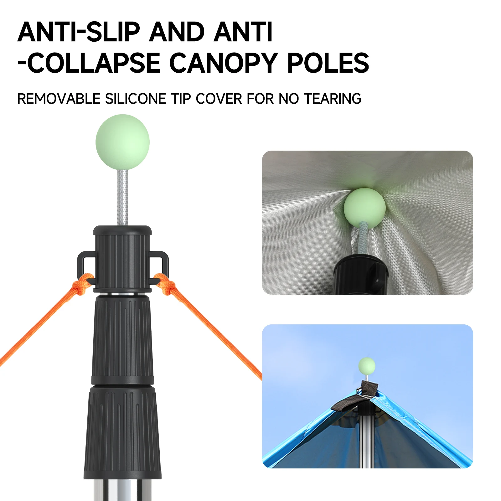 SANLIKE 2,2 m 2 uds postes de lona ajustables de acero inoxidable ligero duradero anticorrosión para tienda de campaña con lona Camping al aire libre - imagen 5