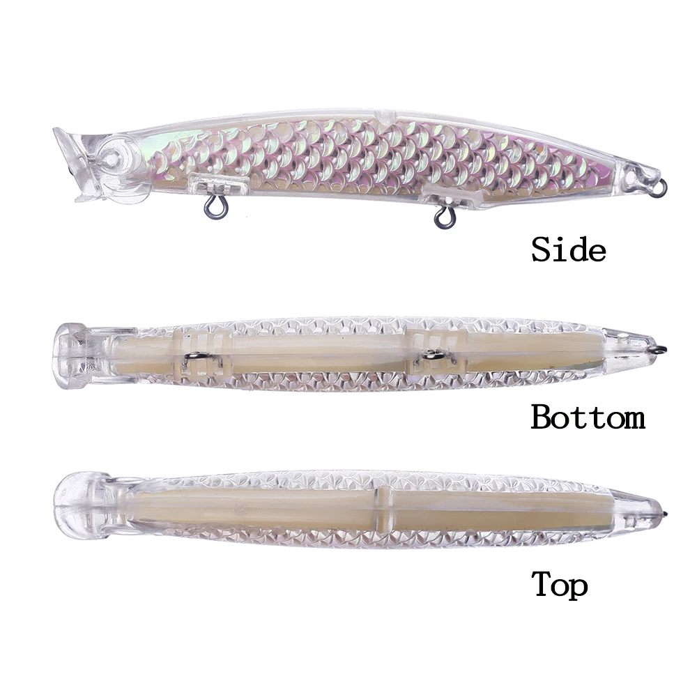 Chan'sHuang, 10 Uds., cebo en blanco sin pintar, 110mm, 11g, sonajeros flotantes, lámina holográfica Popper, señuelo de pesca Artificial hecho a mano DIY - imagen 3