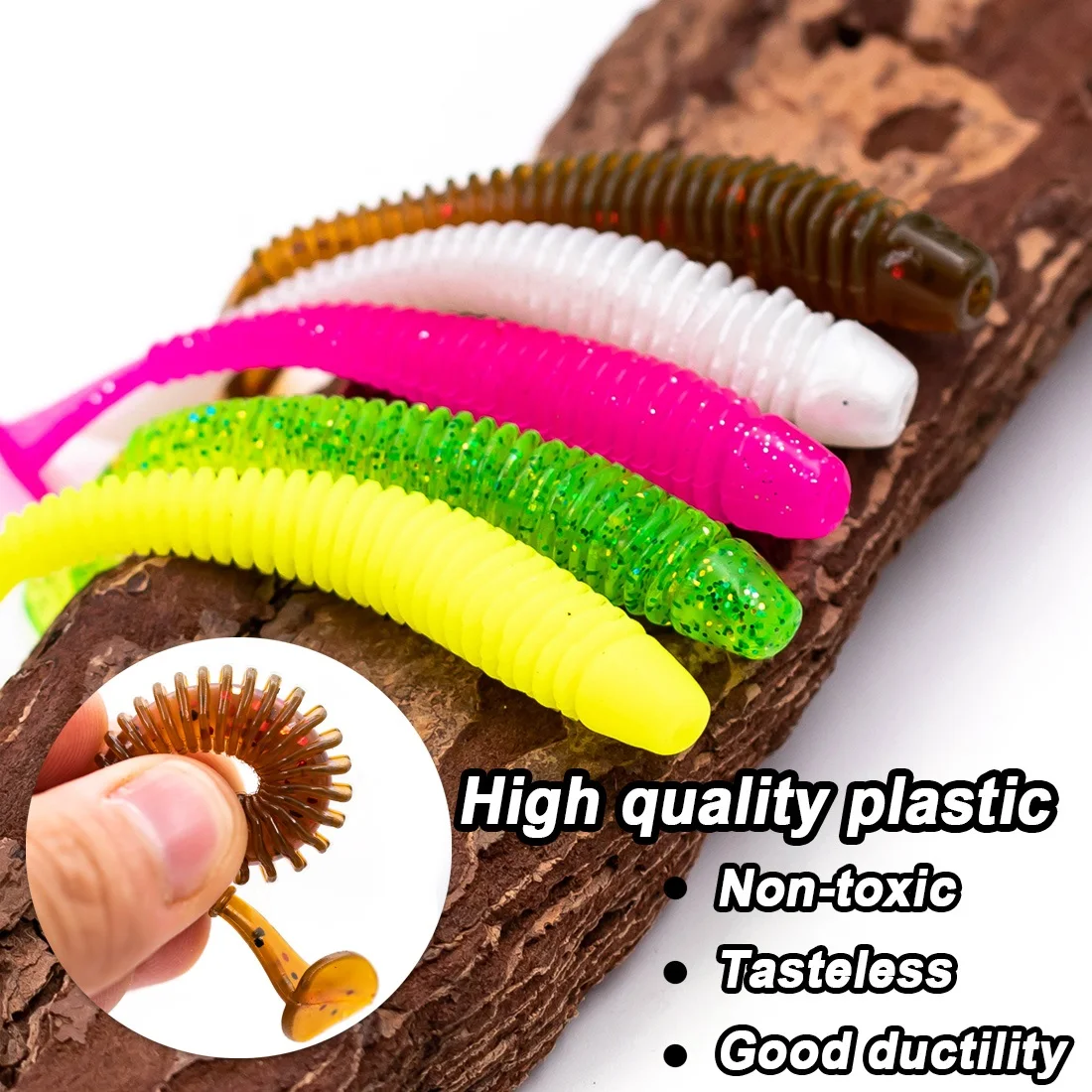 15 Uds 1,2g/3g cola en T cebos de gusano Artificial de silicona suave señuelo Swimbait pesca lubina cola de paleta agua dulce para Walleye Pike - imagen 4