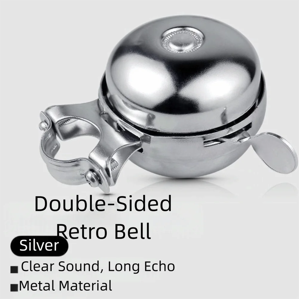Timbre alarma bicicleta metal retro – Bocina doble cara negro plata - imagen 2
