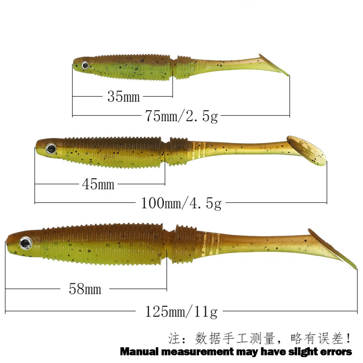 4 Uds cebo suave cola en T pececillo negro 12,5 cm 11g ShadTeez Pike Zander pesca depredador ojos 3d señuelo suave Señuelos de Pesca - imagen 3
