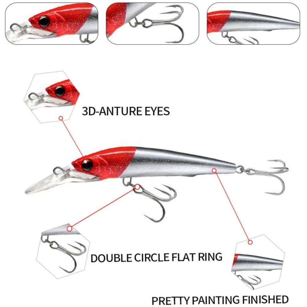 Señuelo de Pesca de 40g, pececillo de buceo profundo, cebo artificial Wobblers, aparejos de Pesca, carpa, Lucio, Walleye, cebo de Pesca de mar original, 1 ud. - imagen 5