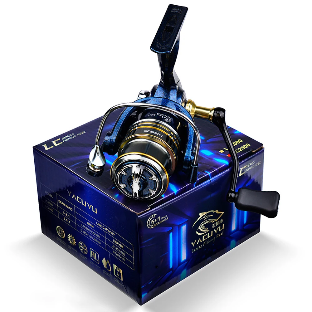 Carrete giratorio 5 + 1BB 5,2: 1, relación de transmisión, superligero, arrastre máximo de 6KG, carrete de aluminio para Pesca de trucha, Lucio - imagen 3