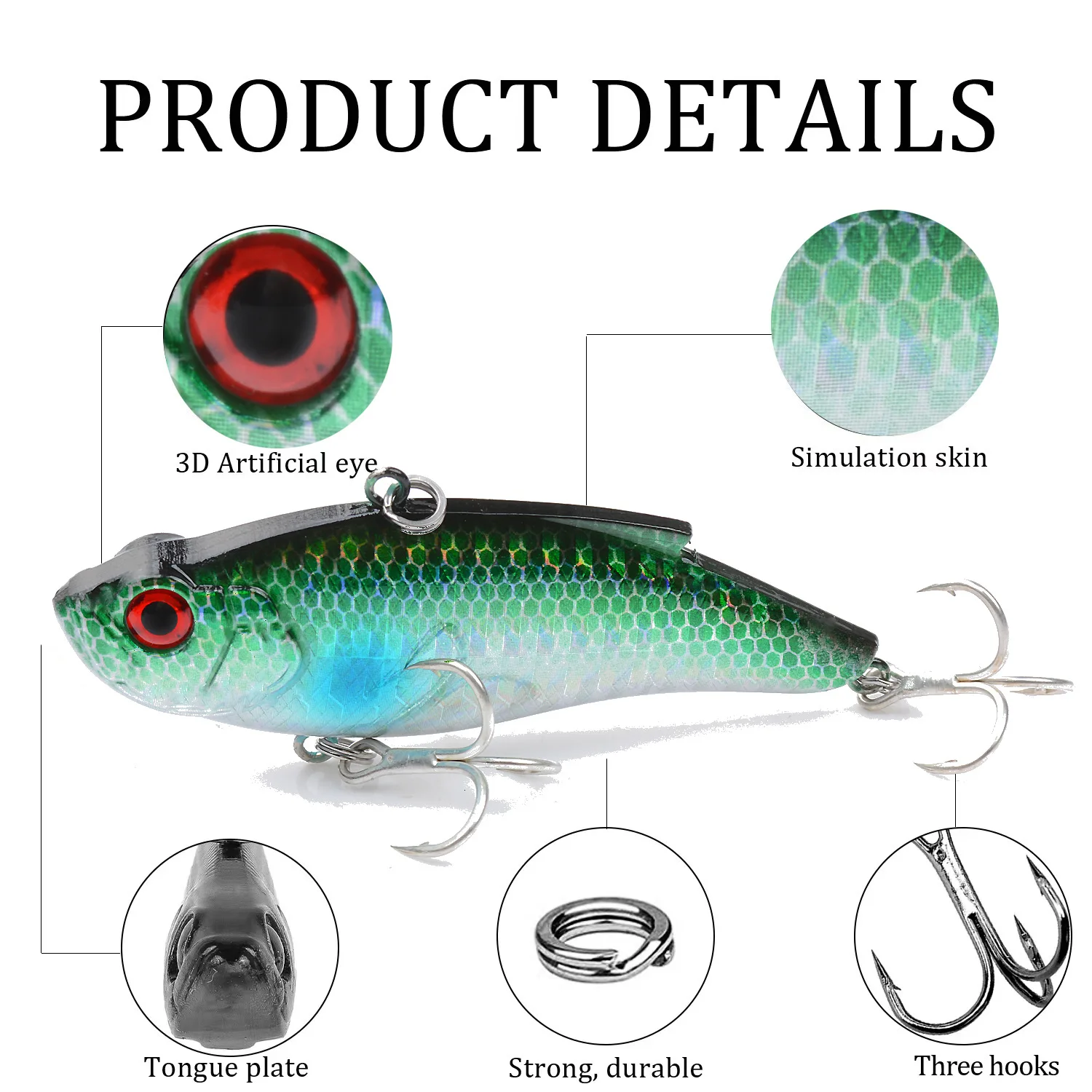 Señuelos de vibración que se hunden, 80mm, 15g, Crankbaits sin labios, cebo Artificial, Wobblers de Pesca, Trolling de agua salada, Swimbait, suministros de Pesca - imagen 4