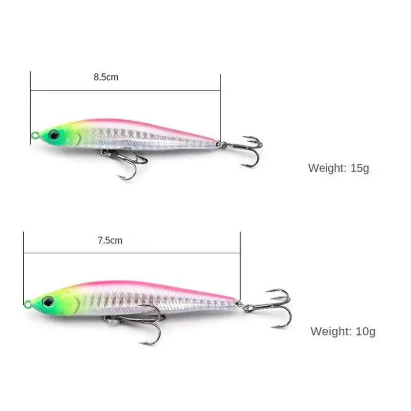 Señuelo de pesca de lápiz hundido, cebo de pececillo de fundición larga, vibración japonesa, Stickbait para lucio y lubina - imagen 2