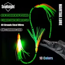 Seaknight-cebo luminoso de pez cinta, señuelo de cola de pelo brillante, anzuelo de pesca de calamar, señuelo de pesca de barco de mar, anzuelos de cuerda de cebo brillante - imagen 3