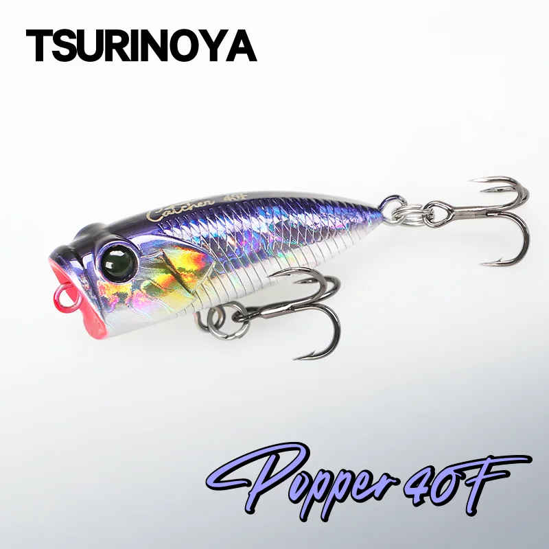 TSURINOYA-señuelo de pesca Popper de superficie CATCHER 40F 40mm 3,3g, cebos de peces falsos Topwater para trucha, lubina, cebos duros artificiales - imagen 2