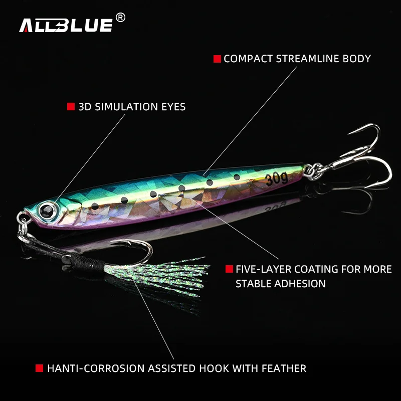 ALLBLUE WAHOO-señuelo de Metal fino para pesca, cebo Artificial para Jigging de orilla, cuchara de fundición de arrastre, 20G, 30G, 40G, 60G - imagen 5