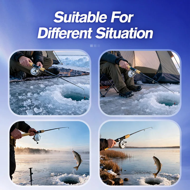 Set de pesca en hielo con cucharas metálicas y carrete - imagen 2