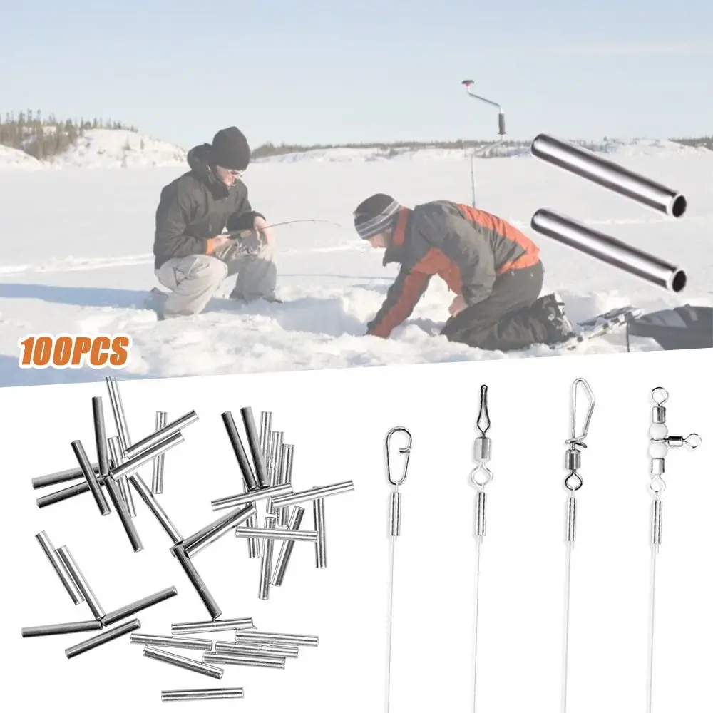 100 Uds tubo de cobre manguitos de engarzado de pesca doble línea de pesca ovalada tubo de engarzado accesorios de conector de engarzado de alambre - imagen 2