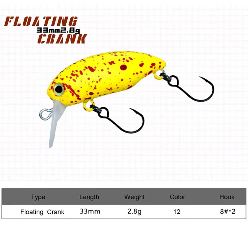 HISTOLURE flotante Crankbait 2,8g 33mmTrout Bass flotante Wobbler señuelo de pesca manivela de agua dulce aparejos de cebo duro Artificial - imagen 4