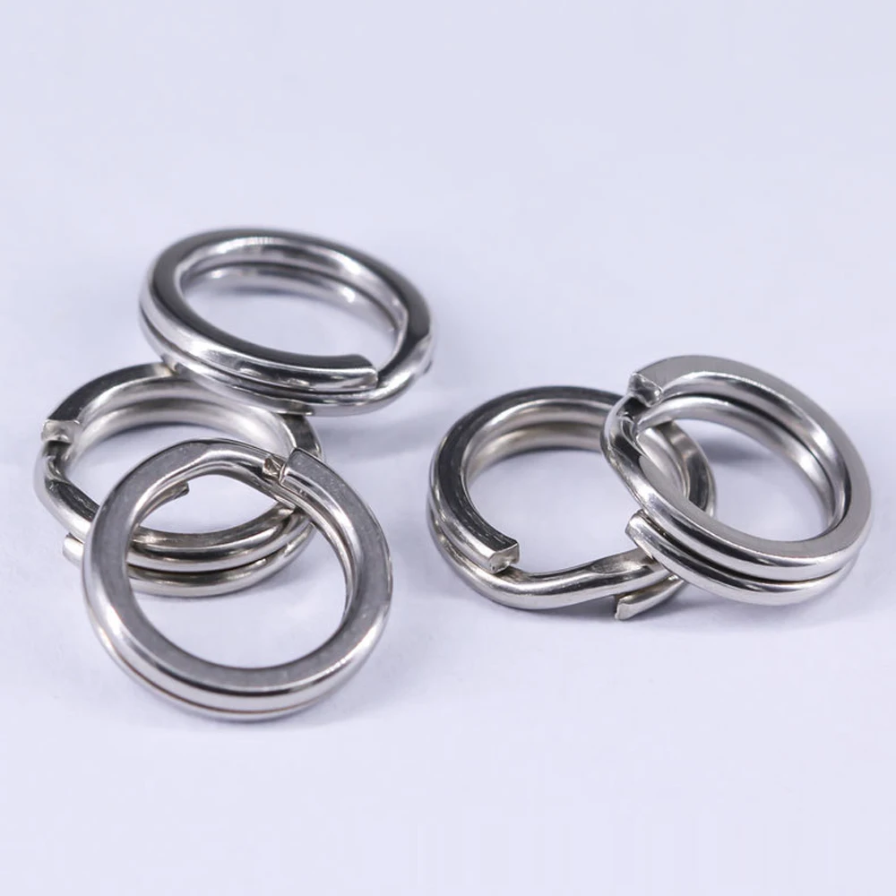 Anillos divididos para pesca, 50 ~ 100 Uds., anillos de señuelo de acero inoxidable, aparejos terminales de agua salada, anillos divididos, conectores de pesca, anillos a presión - imagen 5