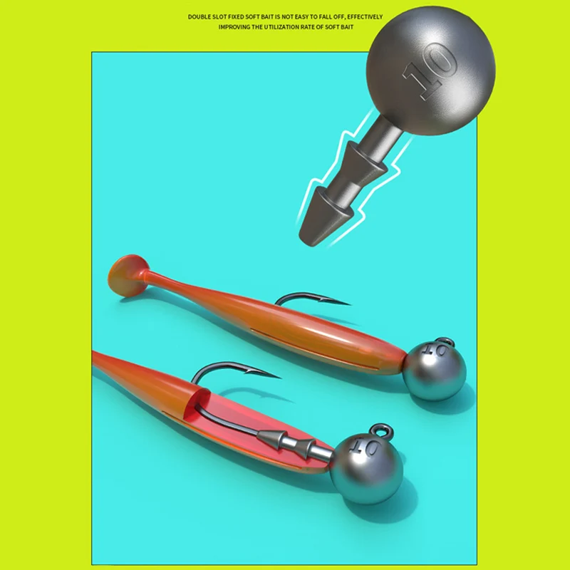 Anzuelo de pesca afilado con cabeza plomada, señuelo de bloqueo de 2g-14g, cebo suave, gusano, anzuelos triangulares, anzuelo anticolgante, parte inferior fuerte - imagen 4