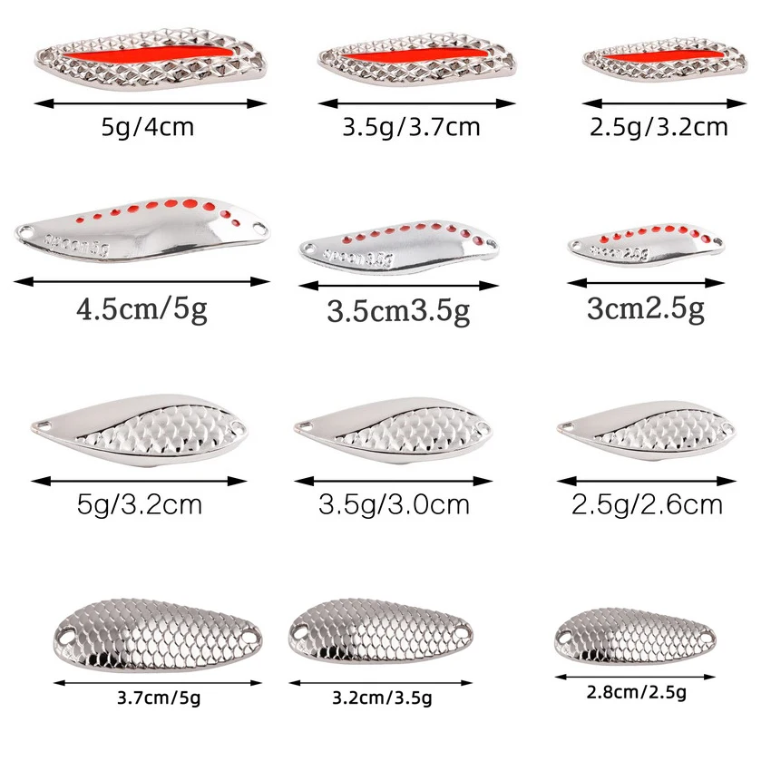 10 unids/set señuelo giratorio de Metal señuelo cuchara conjunto oro plata pesca Spinner señuelos Kit lentejuelas aparejos de pesca cebo duro 2,5G 3,5G 5G
