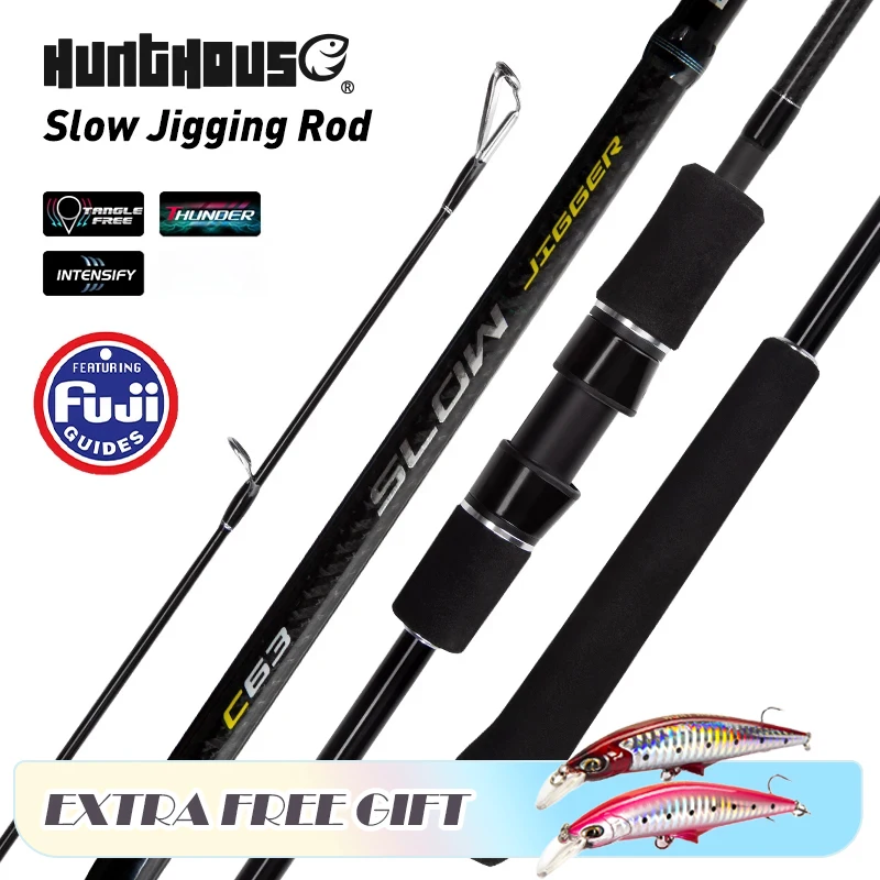 Caña de pescar de Jigging lento Hunthouse Casting/Spinning, 1,5 Uds., 1,9 m M/ML, peso del señuelo 80-300g, piezas Fuji, caña de agua salada de fibra de carbono - imagen 2