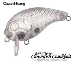Chan'Shuang 20 piezas cebo de pesca en blanco sin pintar 5,5 cm/7,7g pez payaso Crankbait sonajero flotante DIY Señuelos de pesca artificiales