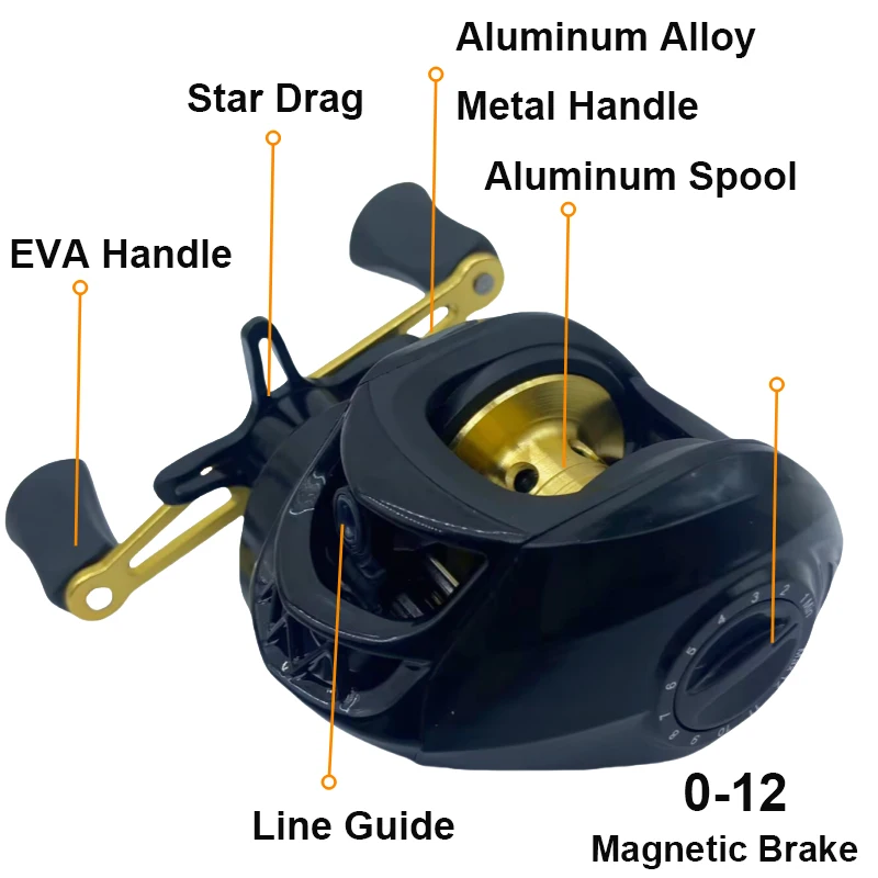 Caña de pescar con señuelo giratorio de carbono duro, 1,5-2,4 M y carrete de Baitcasting 7,2: 1, relación de engranaje de alta velocidad, Combo, aparejos de pesca para Surf de viaje - imagen 4