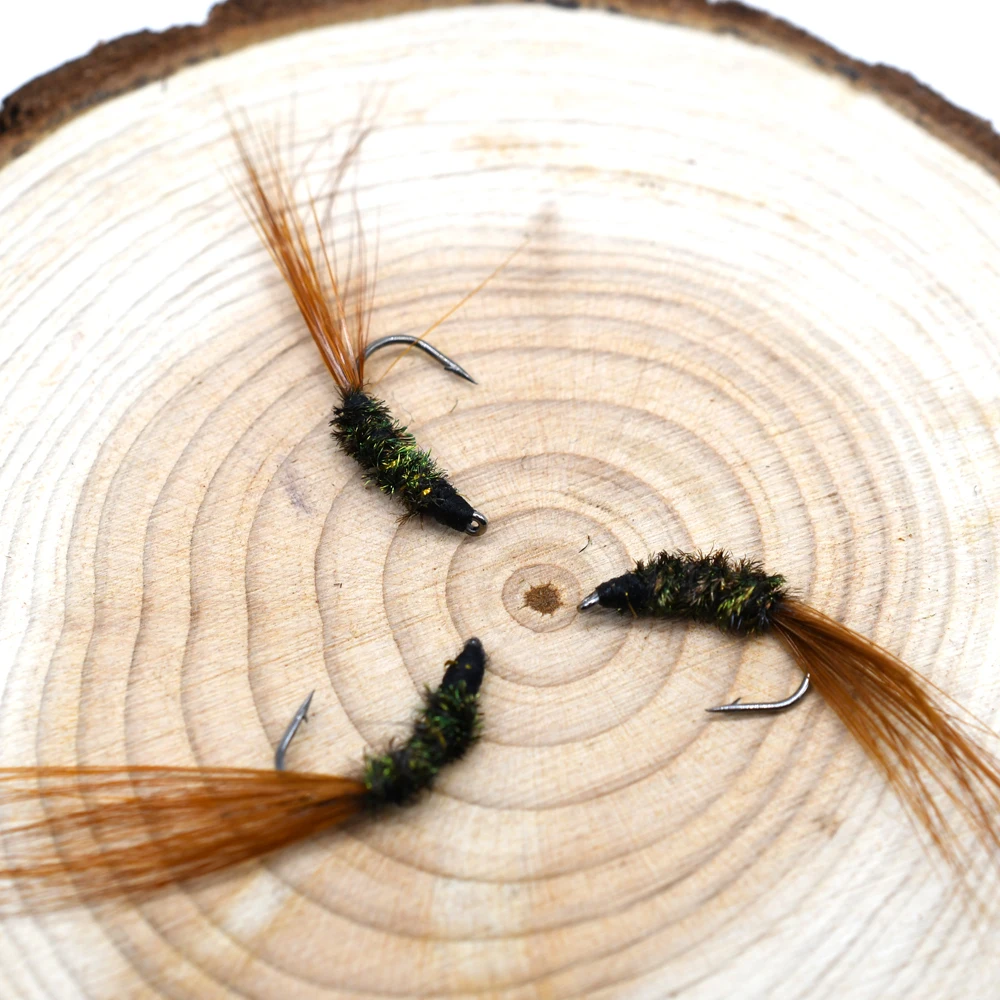 MNFT 10PCS 11 #   Cuerpo de seda de pavo real Ninfa cola de faisán mosca trucha pesca moscas secas cebo Artificial - imagen 5