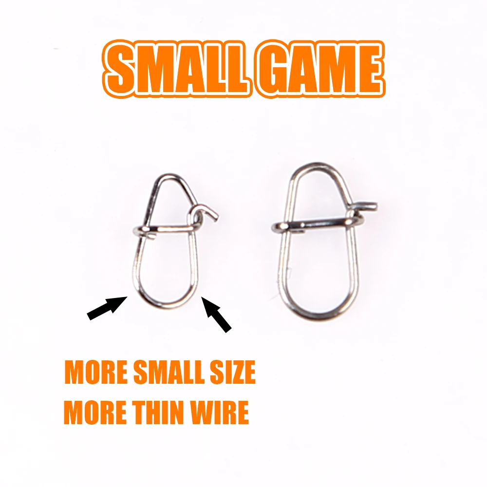 B & U-broches de pesca de acero inoxidable, 50 piezas, Micro Clips de cierre rápido, Conector de seguridad, accesorios, aparejos para señuelos, ganchos - imagen 2
