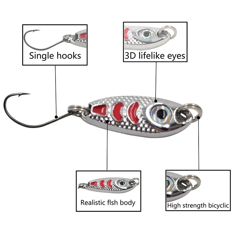 1 Uds 1,5g/2,5g/3,5g Mini Wobbler cuchara de lentejuelas señuelo cebo duro Spinnerbait Isca Artificial Pesca Wobblers aparejos de Pesca con mosca - imagen 3