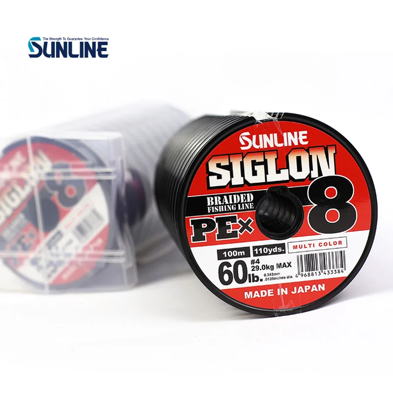 SIGLON-sedal de pesca trenzado, japonés, original, SUNLINE, PE, señuelo, hilos X8, trenzado, multicolor, alambre tejido, 100m por bobina - imagen 4