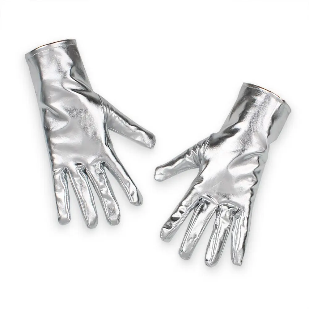 Etiqueta brillante guantes de cuero para mujer Cosplay gótico Punk guantes de conducción estilo fino actuaciones en escenario mitones Clubwear - imagen 3