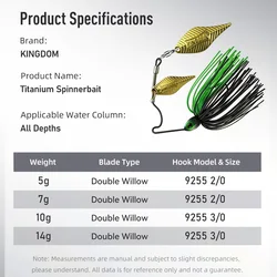 Kingdom Spinnerbait de doble hoja de aluminio metálica
