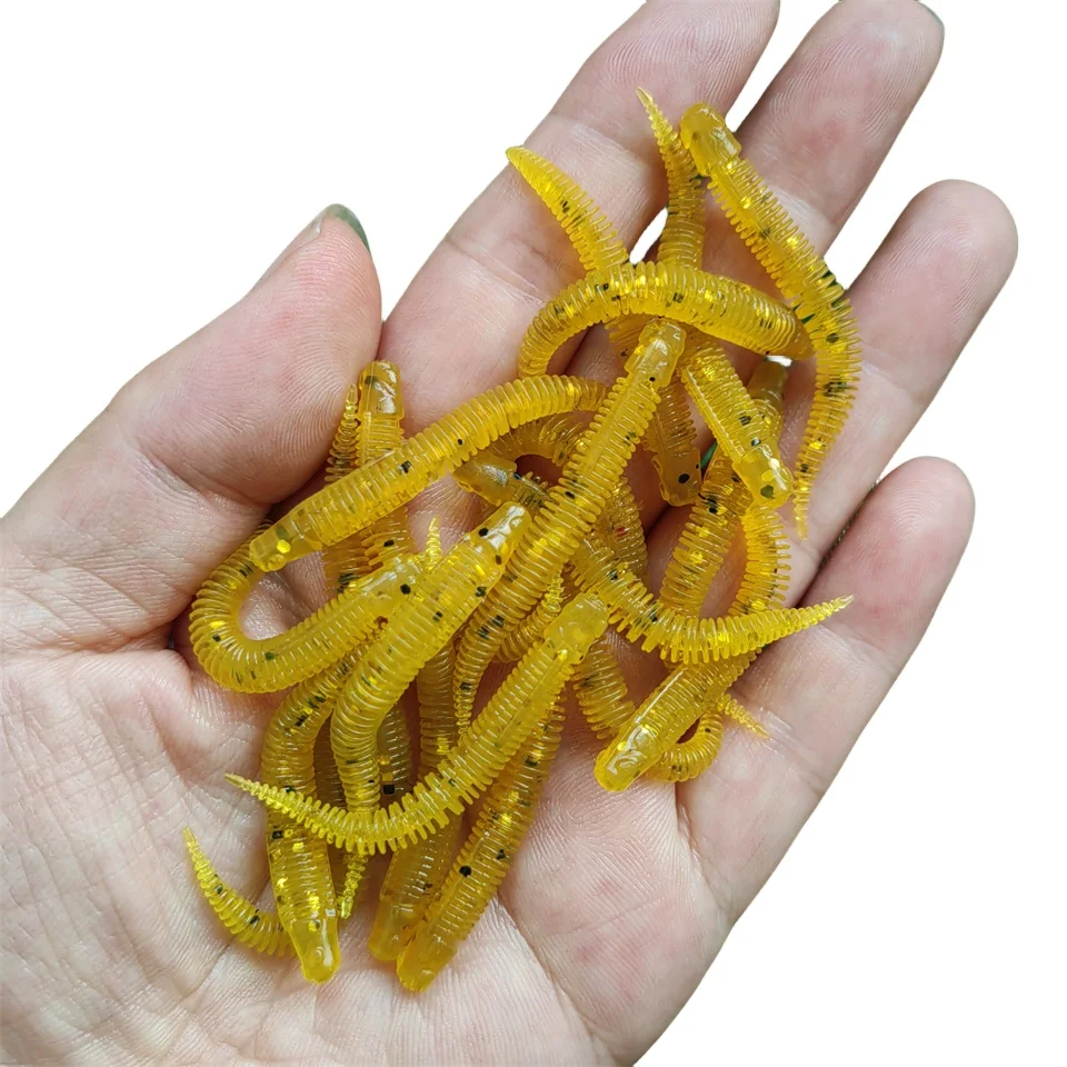 MUKUN nuevo 20 piezas Pesca pequeño cebo de gusano señuelo 50mm 70mm 0,56g 1,4g Leurre Peche calamar aparejos de pesca lubina Pike - imagen 5