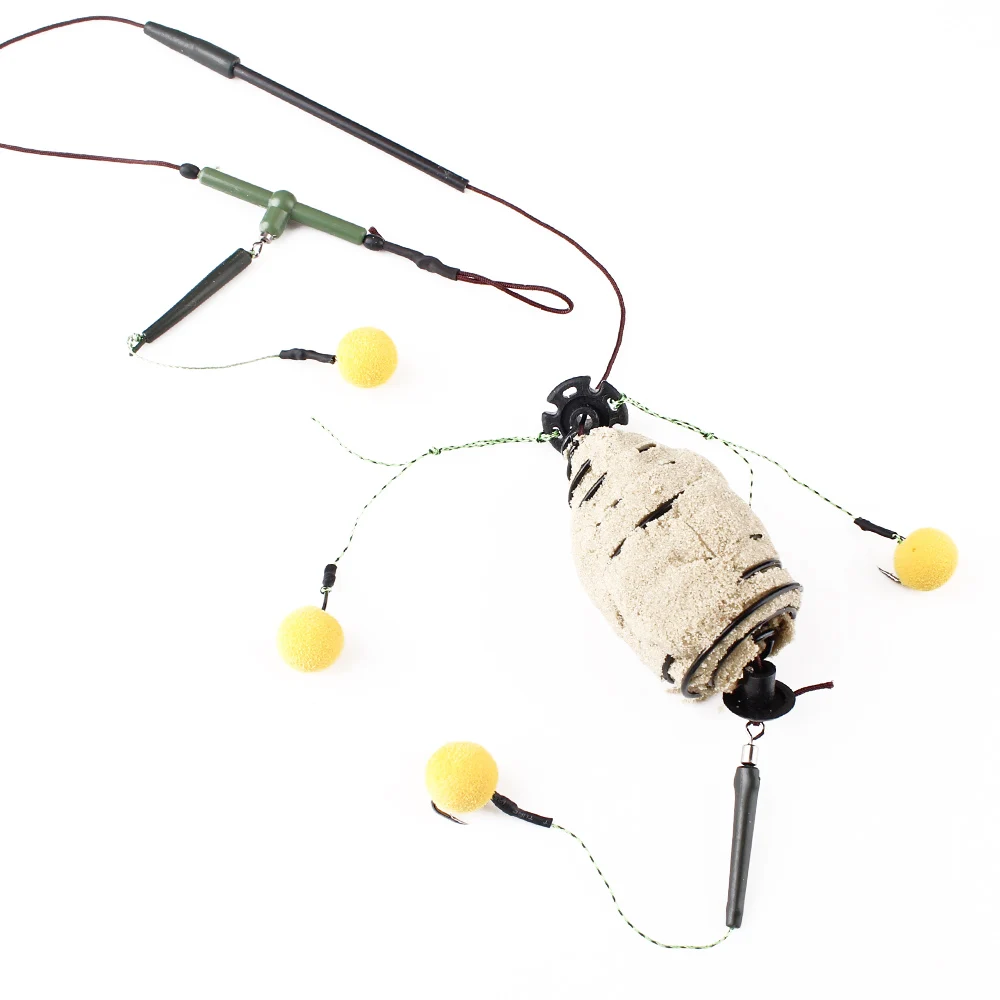 FISH KING-jaula de cebo de pesca de carpa, gancho de acero de alto carbono, alimentador de Metal, accesorios de señuelo Artificial, hundimiento, 30-80g - imagen 2