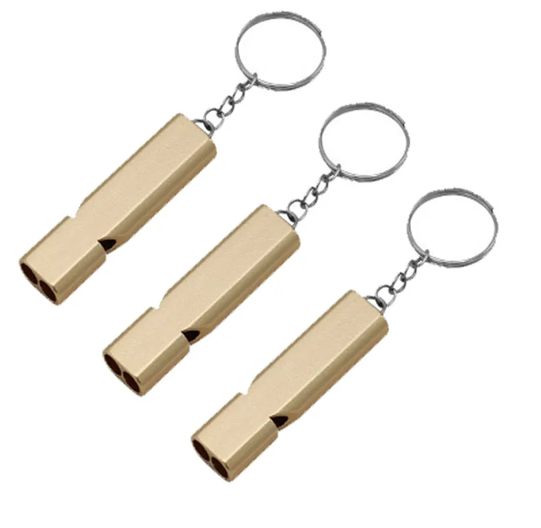Silbato de supervivencia de aluminio con doble tubo y llavero
