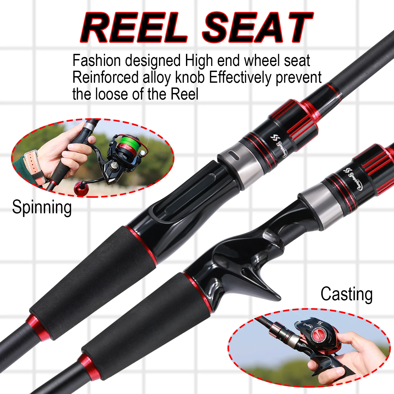 Caña De pescar Sougayilang 1,8 ~ 2,1 m De fibra De carbono, caña De señuelo giratoria, arrastre máximo De 10kg para Lucio, pesca De trucha, Caña De Pescar - imagen 4