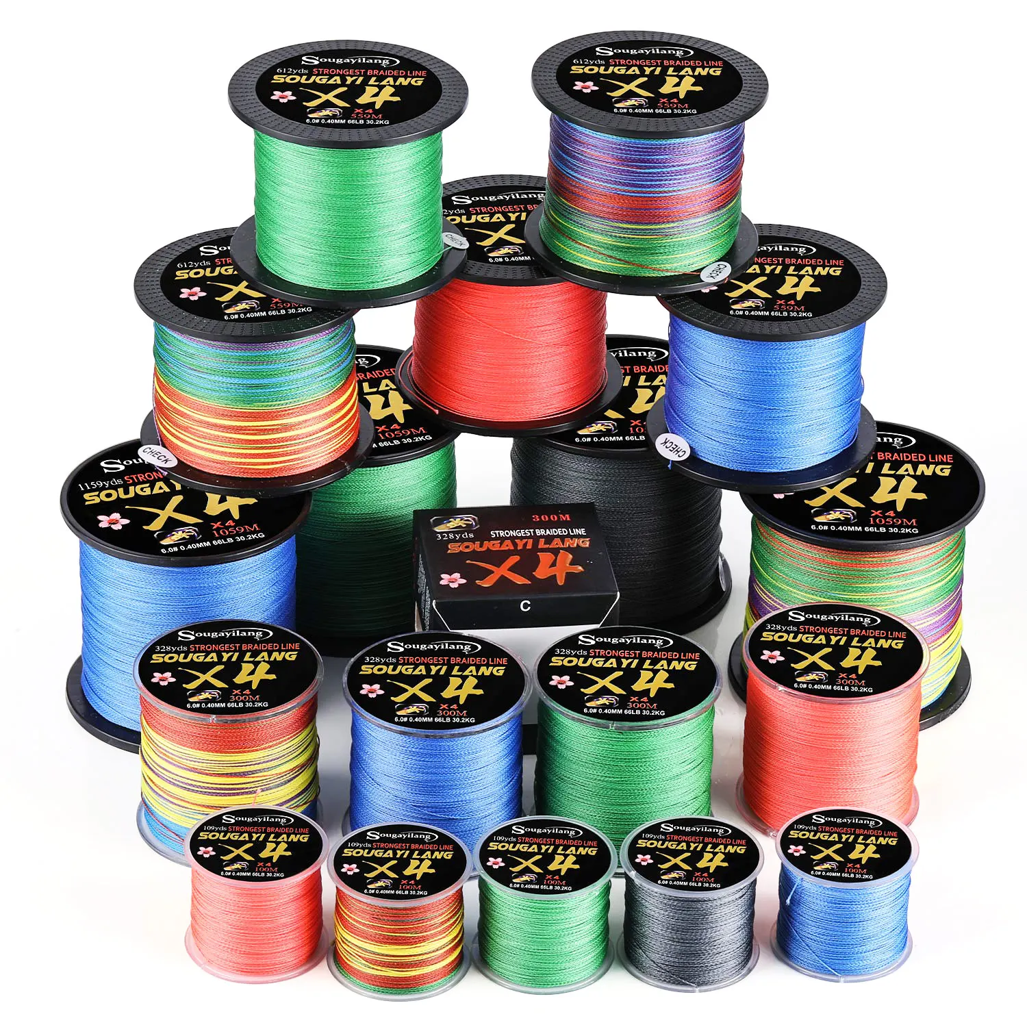 Sougayilang-sedal de pesca de PE trenzado, 4 hebras, súper fuerte para lago y mar, 159M, 300M, 559M, 1059M, 100% alambre tejido multifilamento - imagen 2