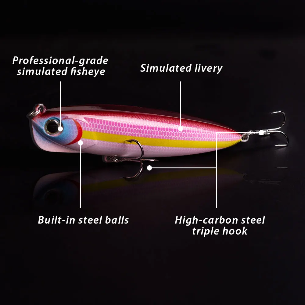 Hanlin 9,5 cm/3,74 pulgadas 18g Popper Topwater caminar el sonajero del perro cebos pequeños Wobble señuelo de pesca flotante aparejos de Crankbait de plástico - imagen 3