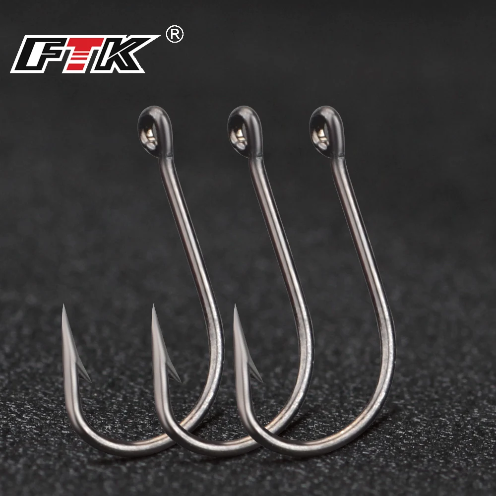 FTK-anzuelos de pesca de un solo anillo, círculo, Ojo de carpa, Japón, tamaño 3-12 # - imagen 2