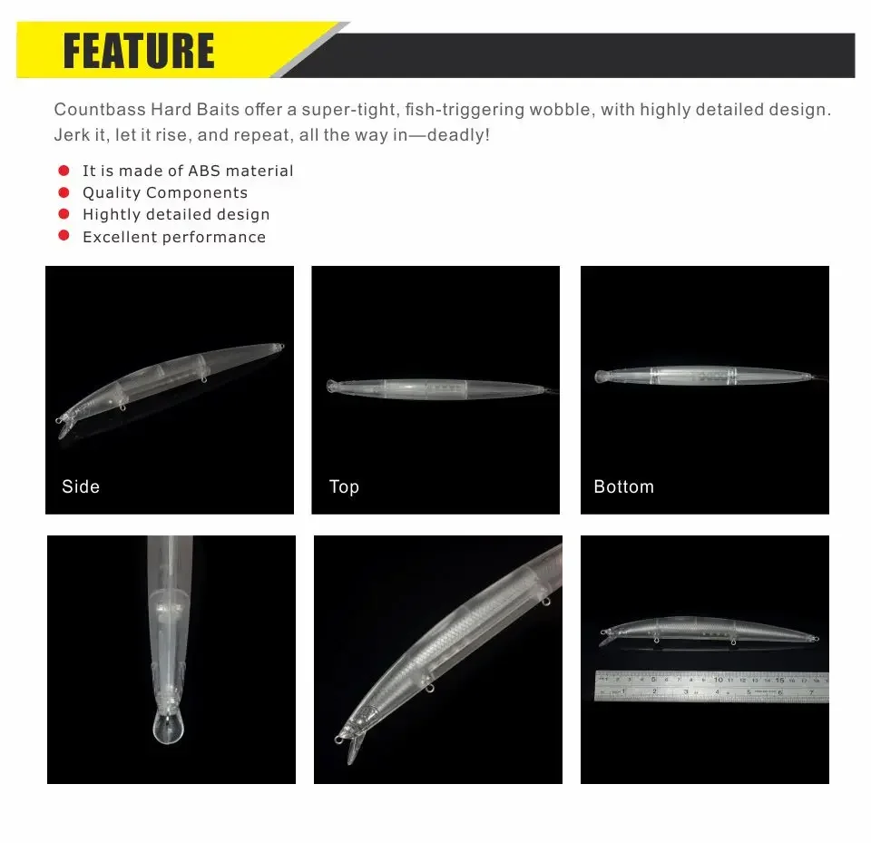 Countbaass 10 Uds. Señuelos duros en blanco 175mm/6,9 "22g/0,78oz Señuelos de pesca sin pintar Wobblers de pececillo flotante - imagen 4