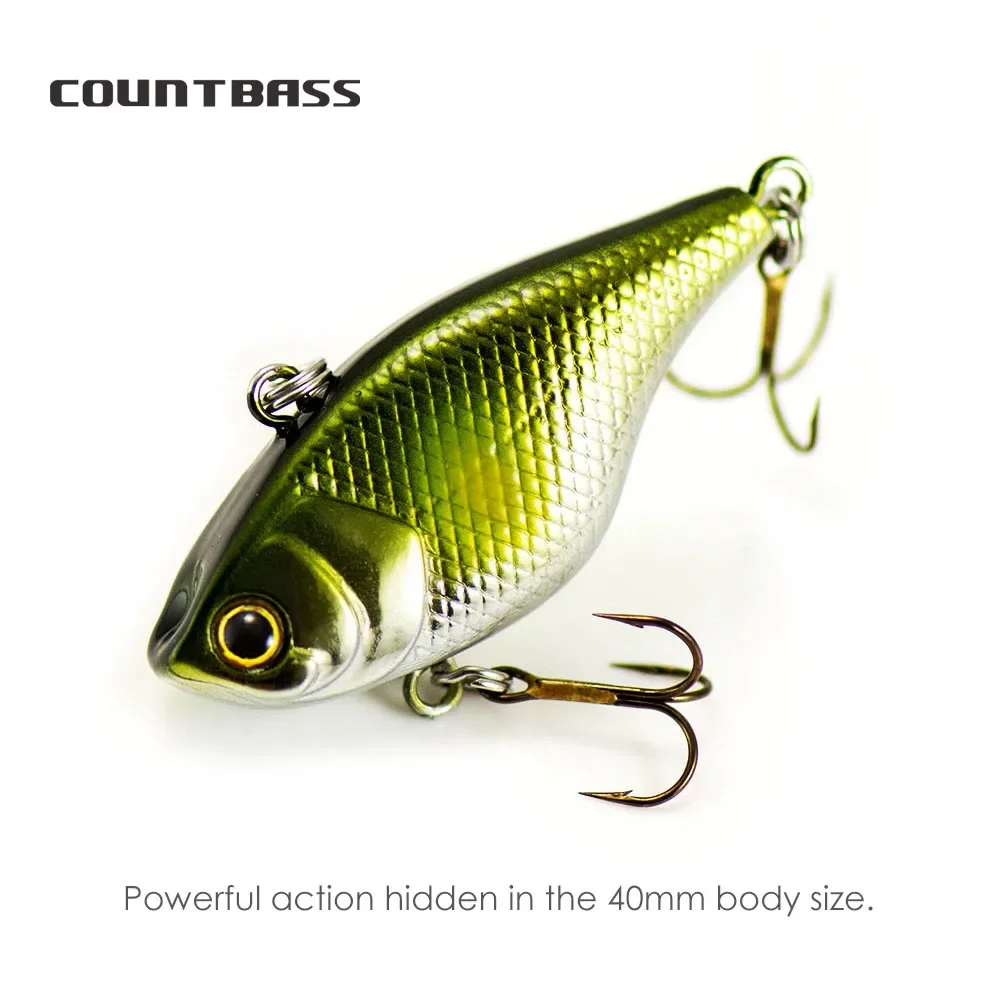 Countbass Vibration Wobblers 40mm 4,6g cebos duros Crankbaits sin labios hundimiento Señuelos de pesca de pescador para agua dulce