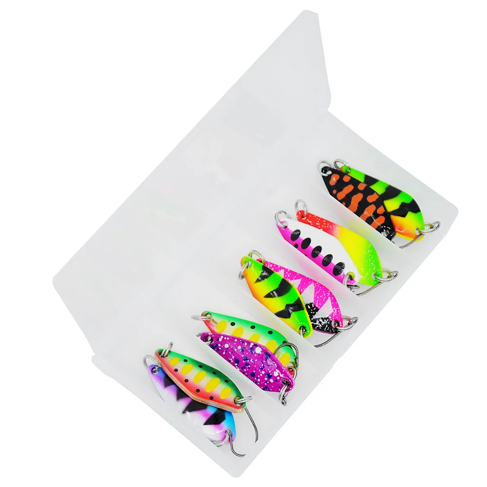 MUKUN 5 uds señuelo para trucha cuchara cebo 3g 3,6g pintura colorida cobre Metal Señuelos de pesca artificiales para trucha perca Chub - imagen 5