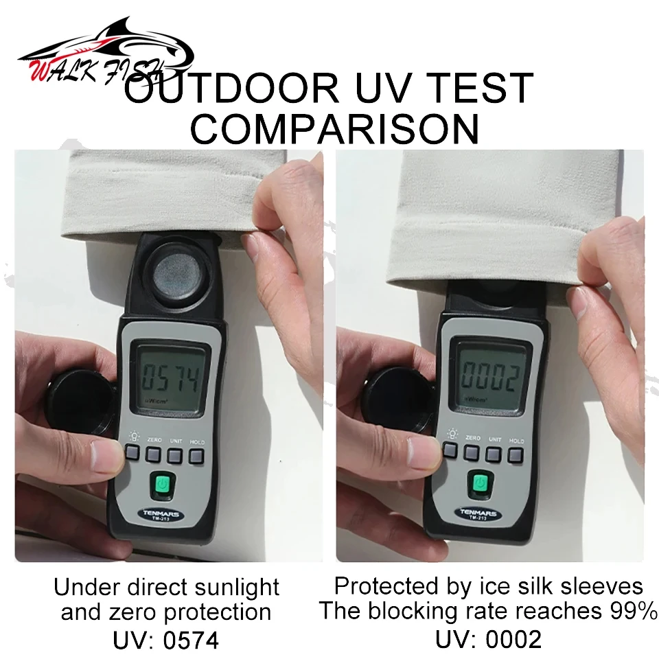 WALK FISH 1 par UPF50 + verano pesca sensación fresca mangas de brazo mujeres transpirable seda hielo protector solar correr Oversleeve hombres - imagen 4