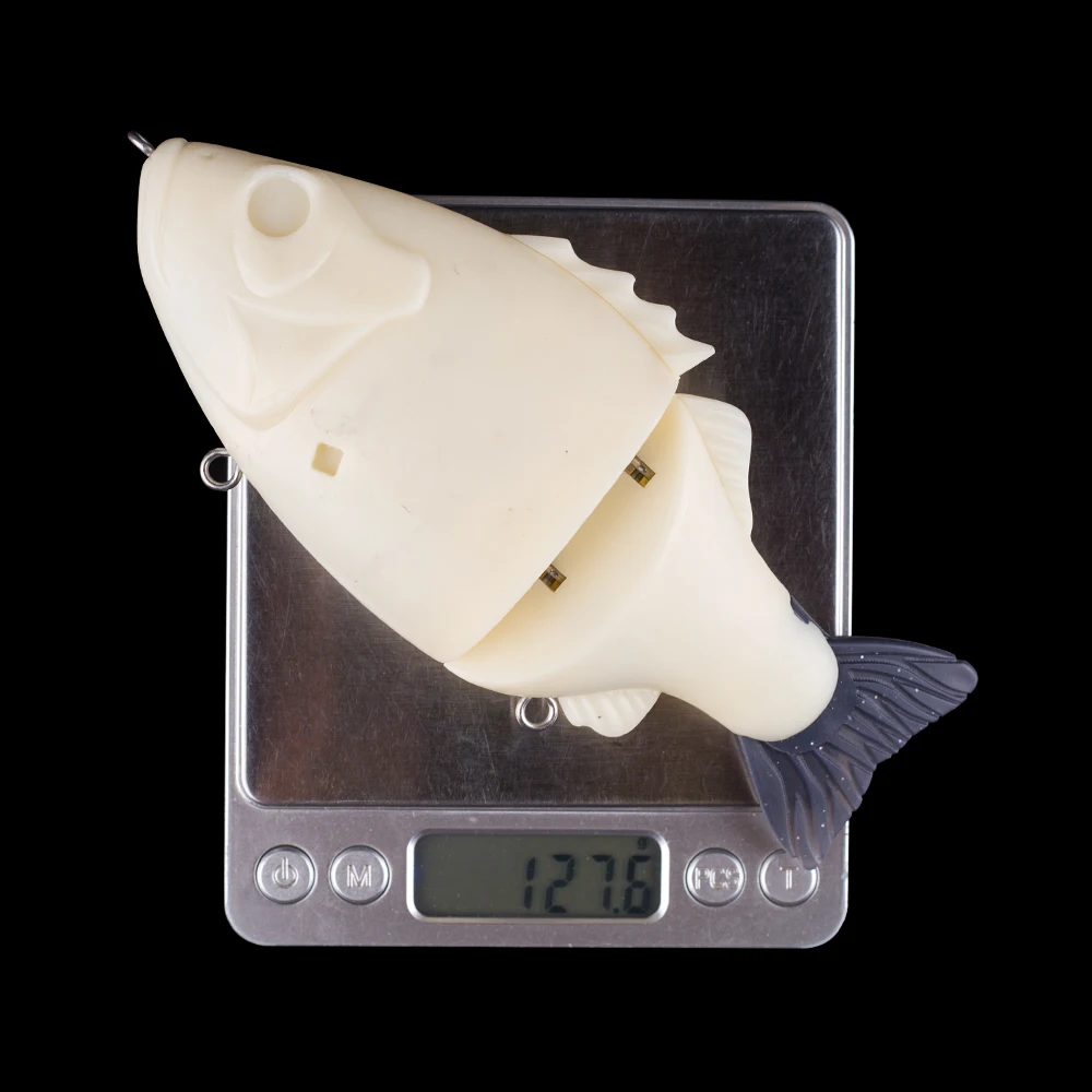 Hanlin-Señuelos de Pesca de cola suave, 16CM, 128G, Swimbait sin pintar, cuerpo duro Artificial, aparejos de lubina en blanco - imagen 3