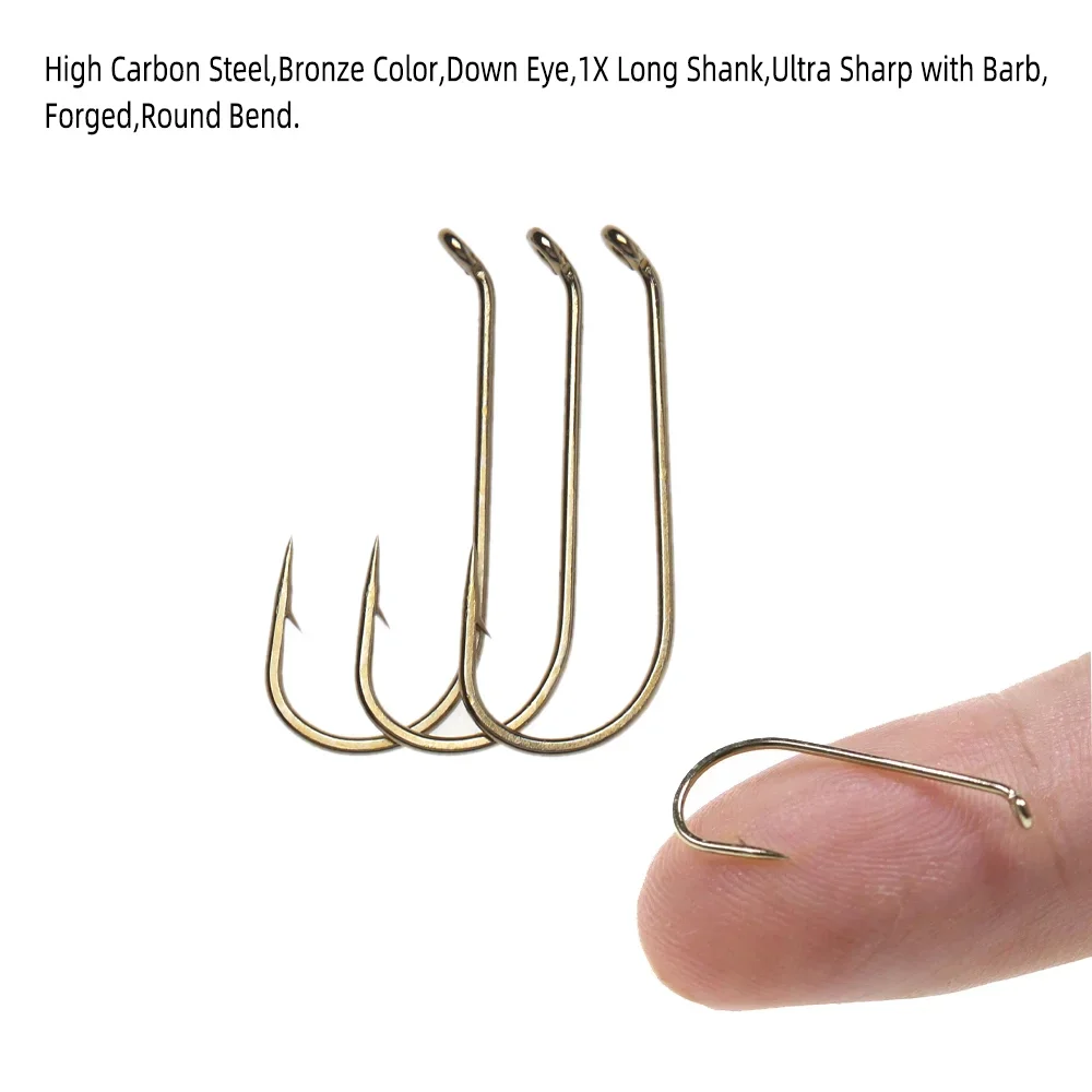 Wifreo-anzuelo de mosca de acero al carbono, anzuelo de mosca seca de caña larga para pesca con mosca, trucha, 800 piezas, tamaño mixto, 1X - imagen 4