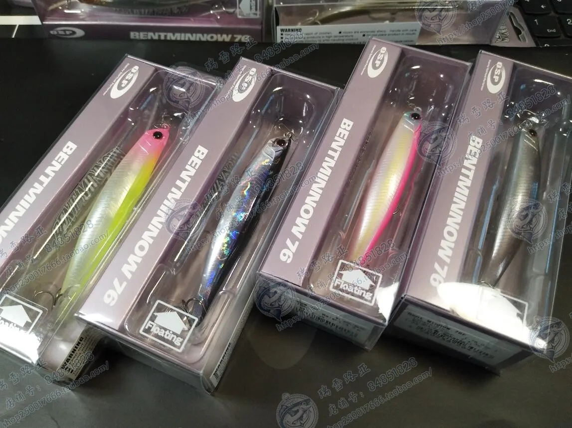 Cebo Mino de superficie poco profunda, sistema de agua Mino, peces en peligro de peligro, Japón, OSP, Bent, 76F, 4,3g