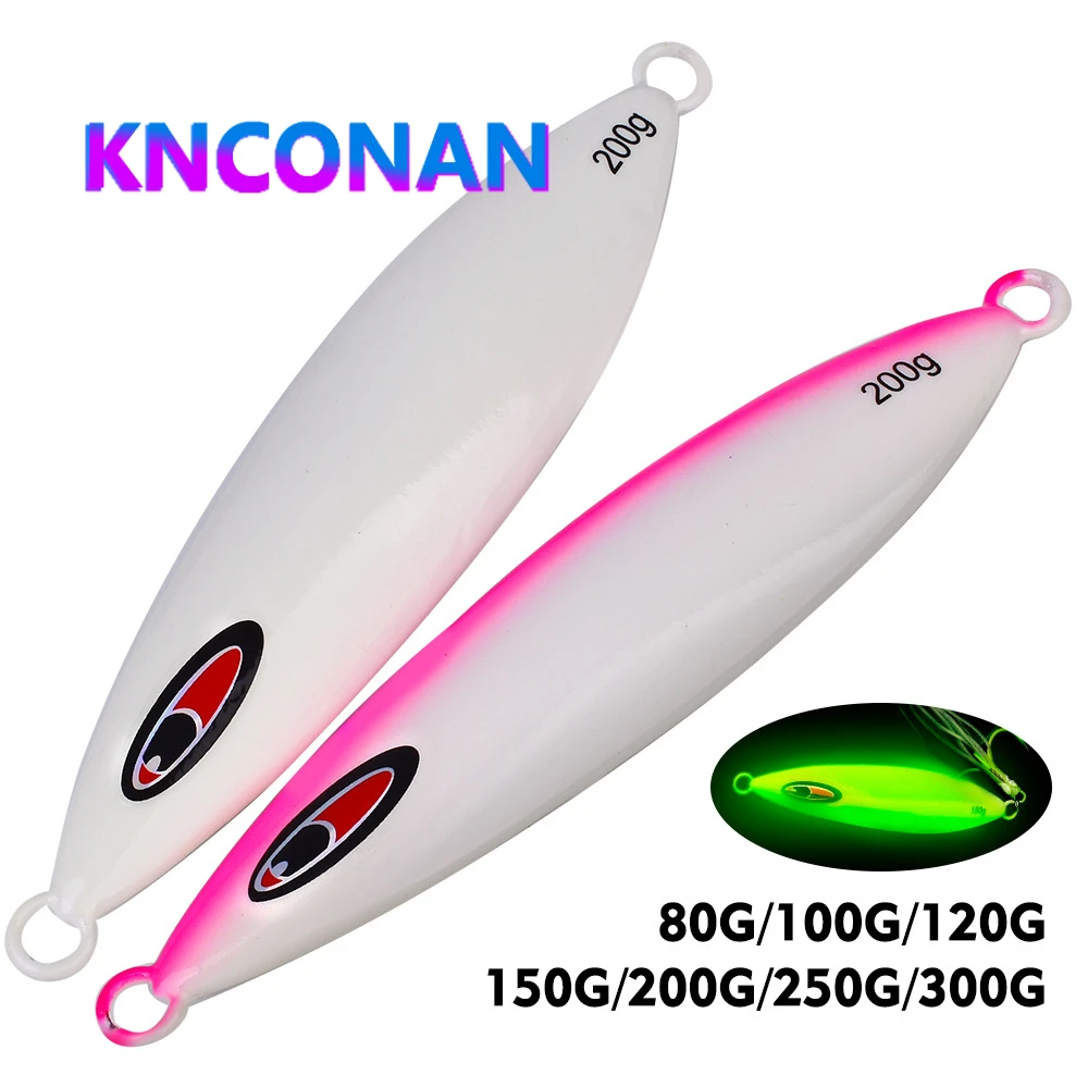 Plantilla de Metal lento de hundimiento rápido, cebo Artificial luminoso de 200G, 300G, señuelo de pesca de aguas profundas, cuchara de Jigging, aparejos de pesca de peces - imagen 2