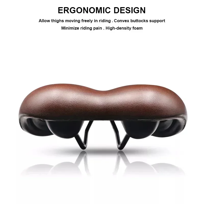Sillín de bicicleta grueso con absorción de impacto, cómodo asiento de bicicleta de cuero PU, esponja a prueba de golpes, cojín para montar en carretera y de montaña, 1 ud. - imagen 5