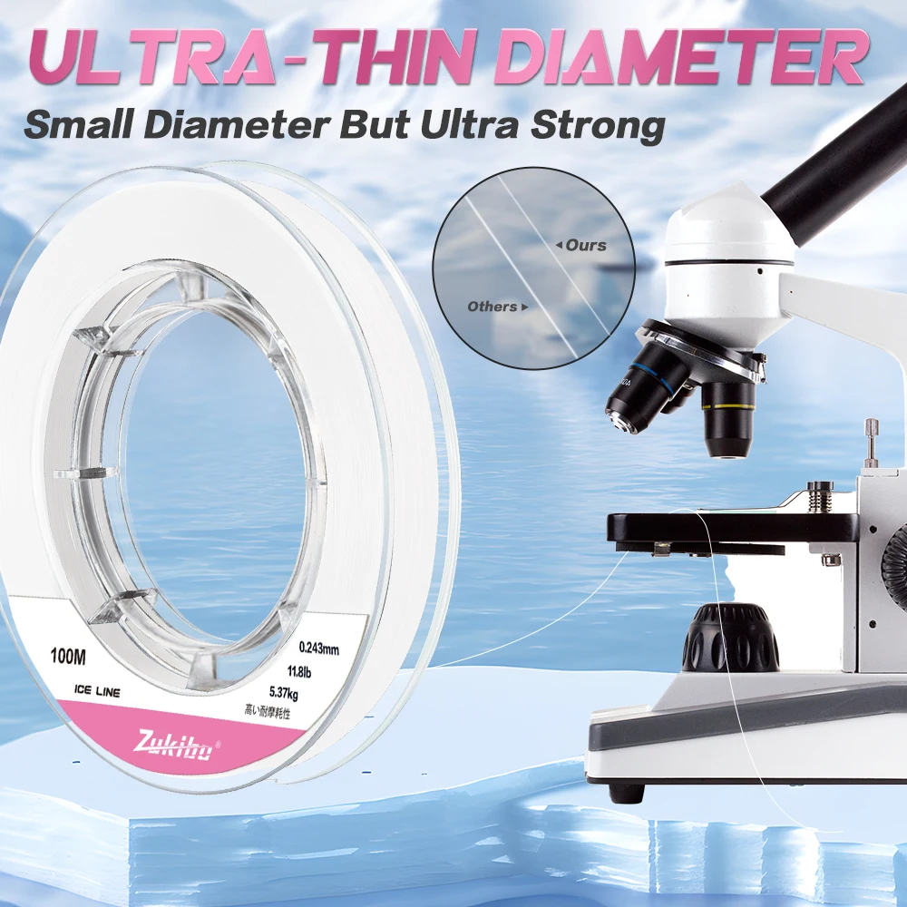 ZUKIBO-sedal de pesca trenzado fino con microcristal de hielo fundido, 0,05mm-0,235mm, diseño de EE. UU., translúcido, superlínea, línea de hielo suave de baja memoria - imagen 5