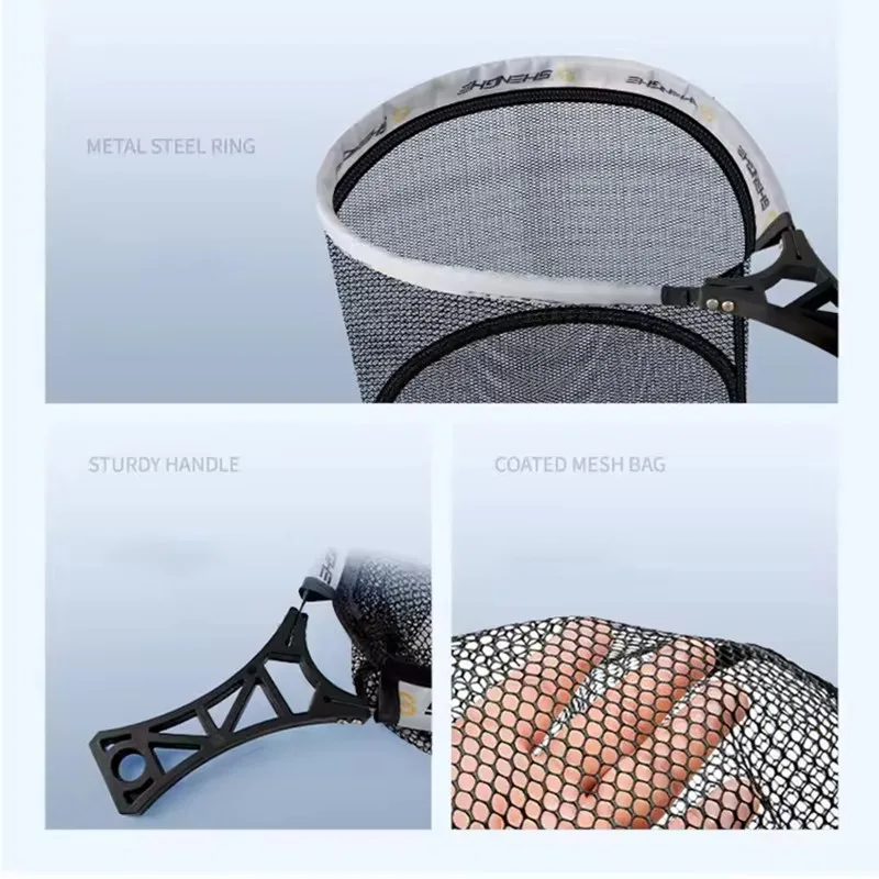 Mango ABS portátil, red de mano para pesca con mosca, red para corriente de pesca con mosca, red para Señuelos de Pesca, herramientas de pesca al aire libre, red de pesca plegable - imagen 3