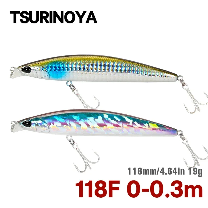 TSURINOYA 118mm 19g 0-30cm señuelo de pesca flotante de rango poco profundo DW95 118F lubina costera pececillo pesca en el mar cebo duro Artificial - imagen 3