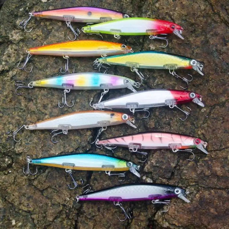 1pc Minnow Señuelos de Pesca de larga distancia a 3D los ojos con púas agudas ganchos agudos realista Bionic fishlures para perca de pesca bajo - imagen 2