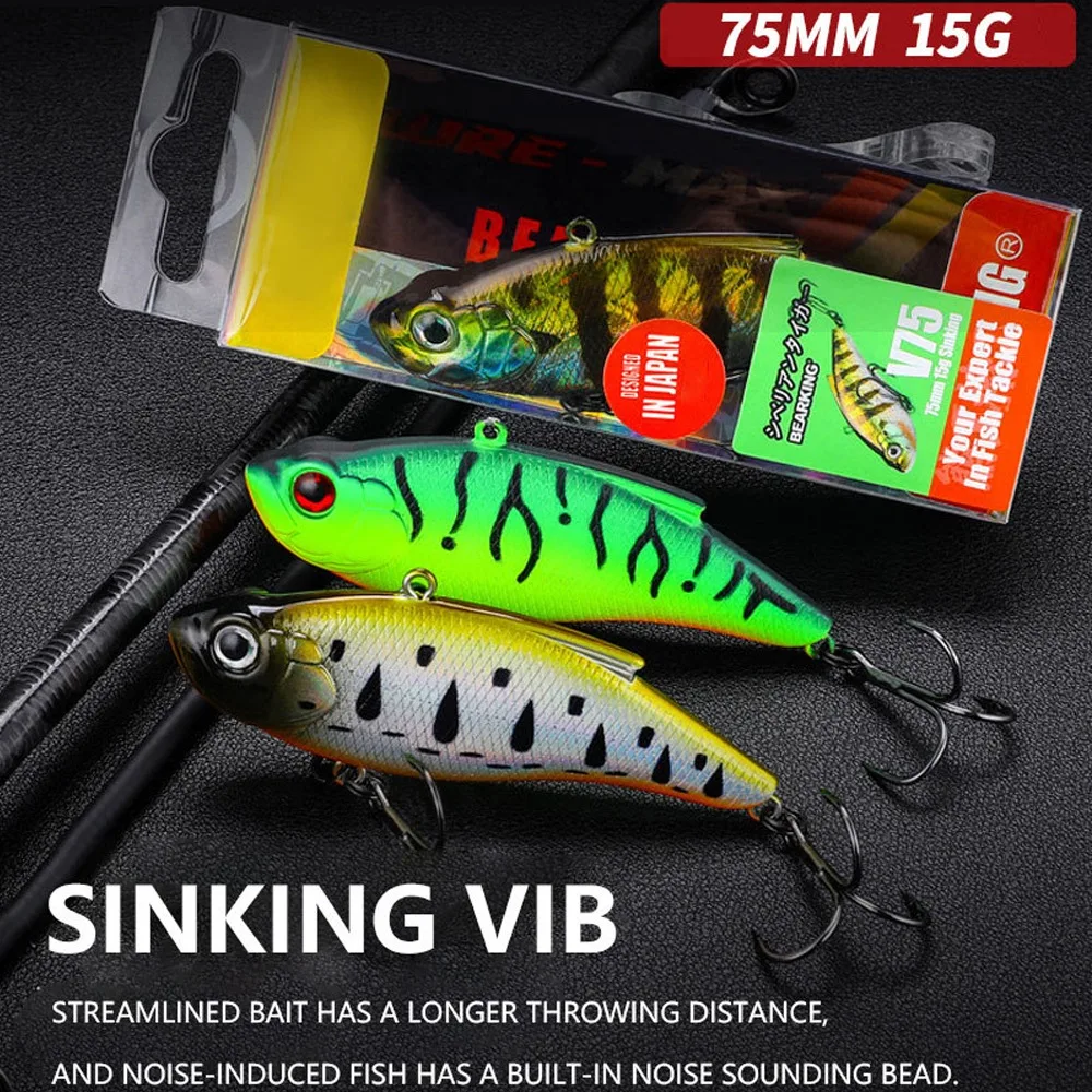 Wobblers Crankbaits Mini cebo de pesca giratorio en caliente, anzuelo triple, señuelo de pesca de 9179, 75mm/14,5g, señuelo de hundimiento VIB - imagen 5