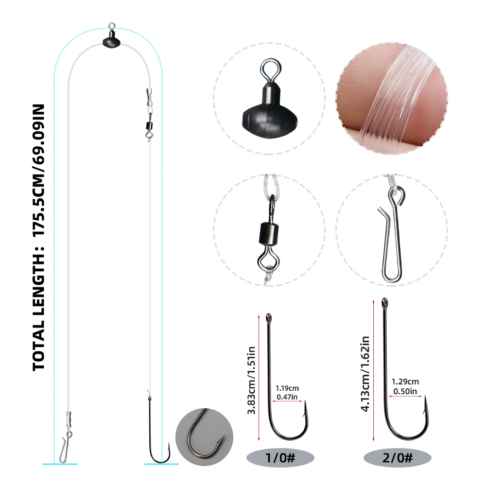 ZYZHE Flapper Rig de surf casting – Aparejo con polea y anzuelo simple - imagen 3